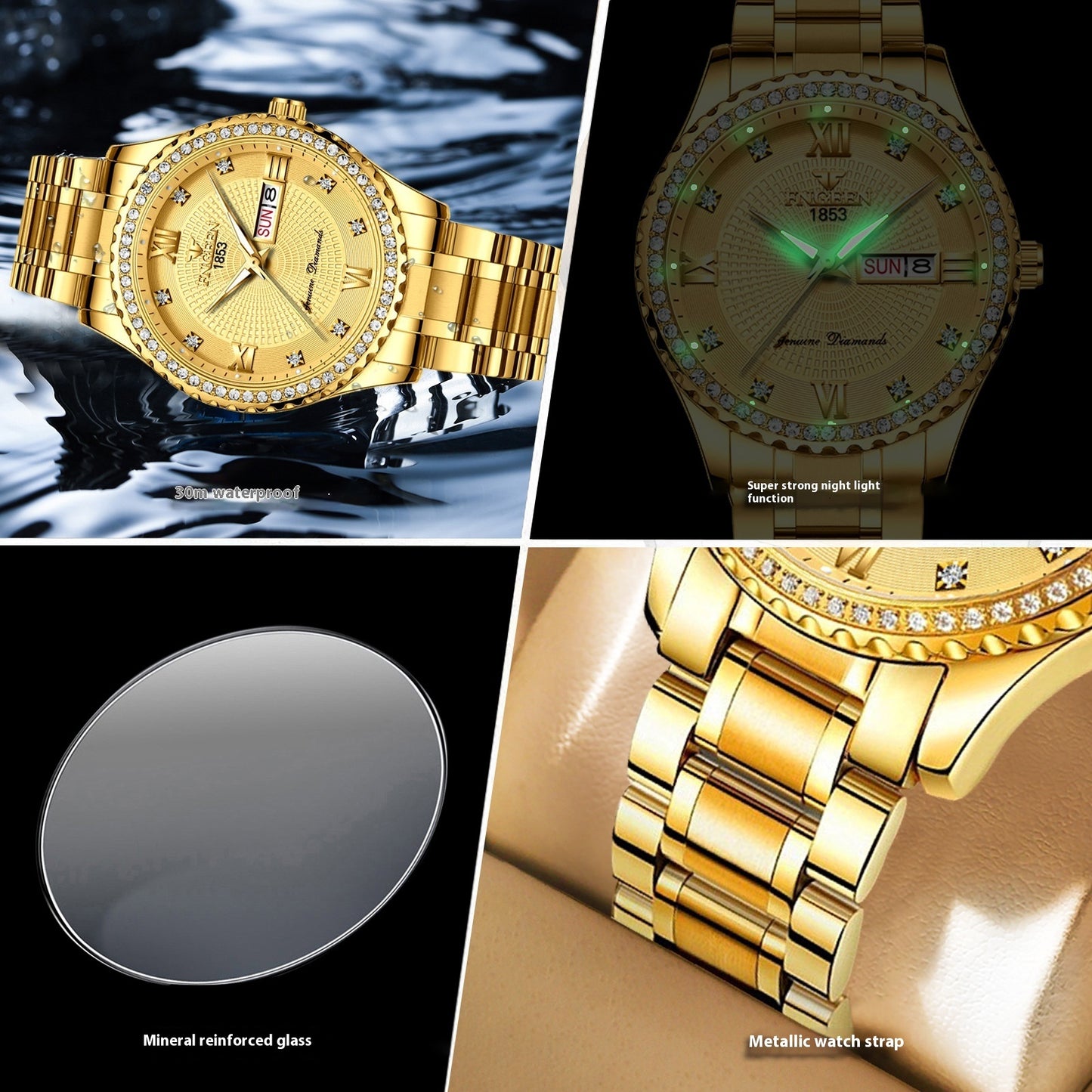 Watch Men's Luxury Gold Non